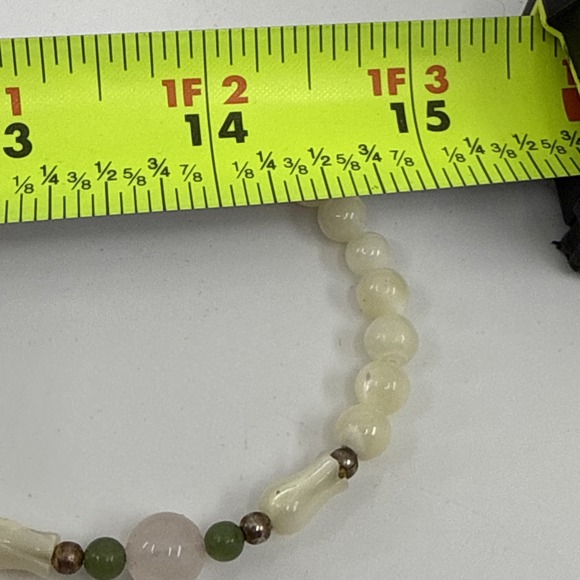 Vtg Rose Quartz & Frosted Glass Necklace Tulip Beads Marbled Barrel Clasp 30" - Picture 7 of 7